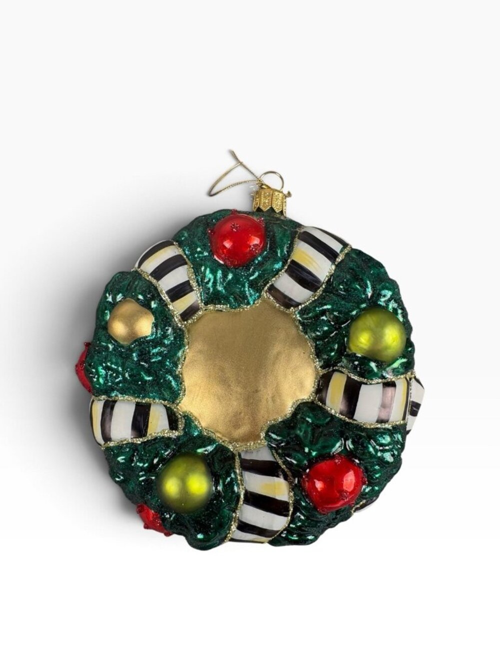 MacKenzie-Childs 2024 Courtly Check Christmas Wreath Ornament w Stand NIB - Picture 3 of 16